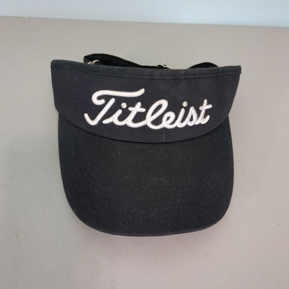 TITLEIST Visor Adjustable Golf Sun Visor Sewn Logo Black Adult Golf Gear - Picture 1 of 4